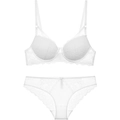 Ensemble de lingerie en dentelle blanche avec soutien-gorge push-up et culotte assortie - 75D / Blanc
