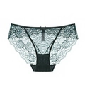 Slip in pizzo floreale verde scuro con piccolo fiocco decorativo e tassello in cotone - S / Verde Scuro