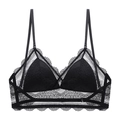 Bralette sexy in pizzo nero stile francese con coppe a triangolo e schiena scoperta a U - S / Nero