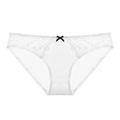 Slip bianchi in pizzo ricamato a vita bassa con un piccolo fiocco nero - S / Bianco