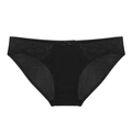 Slip sexy in pizzo nero a vita bassa con ricamo floreale e un piccolo fiocco decorativo - S / Nero