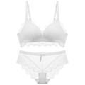 Set lingerie in pizzo bianco stile francese con reggiseno a triangolo per donne - Bianco / 80A