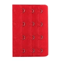 Red 3-hook 4-row bra extender with durable fabric and sturdy metal hooks in detail - 3 Hooks 4 Rows / Red