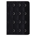 Black 4-hook 3-row bra extender with elastic fabric and metal hooks for adjustable fit - 4 Hooks 3 Rows / Black