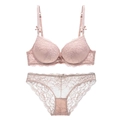 Dessous-Set mit Push-up-BH und Spitze mit floralem Muster in Altrosa für Damen - 70A / Hautfarben