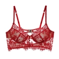 Bralette en dentelle rouge avec armatures et bordure en dentelle cil délicate - L / Rouge