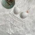 Ensemble de lingerie en dentelle blanche avec bralette française et culotte haute - 70C / Haut Et Bas / Blanc