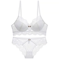 Eleganteres weißes Blumen-Lingerie-Set mit Bügel-BH und passendem Spitzenhöschen - 70B / Weiß