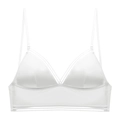 Weißes französisches Triangle-Bralette mit transparentem Netz und dünnen Trägern - S / Weiß