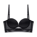 Reggiseno push-up nero senza cuciture con schiena a U, pizzo e spalline regolabili - 75B / Nero