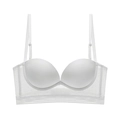 Reggiseno lungo senza cuciture bianco con schiena a U e ali in mesh a pois - 70A / Bianco
