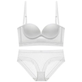 Conjunto de lencería de encaje blanco con malla transparente y sujetador con aro suave - 70A / Blanco