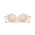 Soutien-gorge push-up sans bretelles chair avec larges ailes latérales et tissu mesh - Chair