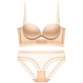 Conjunto de lencería beige sin costuras con sujetador espalda aire y braga de encaje - 70A / Color Piel