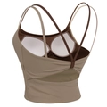 Chaleco de yoga color-block de alto impacto con tirantes cruzados y almohadillas - S / Caqui