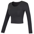 Professionele zwarte korte pilates yoga top met lange mouwen en vulling inbegrepen - S / Grafietgrijs