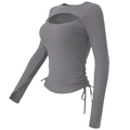 Donkergrijze geribbelde yoga top slim fit met uitsparing en trekkoorden aan de zijkant - S / Lichtgrijs