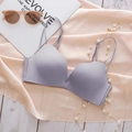 Seamless push-up deep V bra in lavender finish with thin adjustable straps and smooth fabric - 85B / Single Item / Grey Purple
