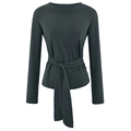 Top yoga grigio scuro a maniche lunghe con cintura regolabile su sfondo bianco - Taglia unica / Grigio Caviale