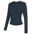 Top da yoga professionale slim-fit a maniche lunghe blu navy per corsa e pilates workout - Mirtillo