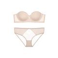 Ensemble de lingerie sans bretelles chair avec panneaux en mesh et armatures souples - 70A / Haut Et Bas / Chair