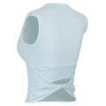 Top de yoga para mujer en color azul claro con tejido de canalé y nudo trasero - S / Azul claro