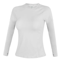 White slim-fit long sleeve yoga top with thumbholes and breathable textured sleeves - Eggshell White