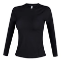 Nauwsluitend zwart yoga-shirt met lange mouwen, duimgaten en ademende textuur - S / Zwart