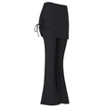 Schwarze 2-in-1 Yoga-Schlaghose mit hoher Taille und Rock mit Kordelzug-Detail - S / Schwarz