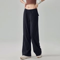 Schnelltrocknende schwarze Yoga-Hose für Damen mit hoher Taille und weitem Bein - S / Schwarz