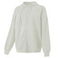 Lockere Sportjacke mit Kapuze in Hellgrau mit PUH-Aufdruck und Kängurutaschen für Damen - S / Gebrochenes Weiß