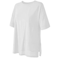 Detail van witte mesh yoga top met zijsplit en ademende lichtgewicht textuur van de stof - Wit