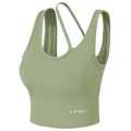 Soutien-gorge de sport vert grisâtre à impact élevé avec bretelles croisées asymétriques - Vert