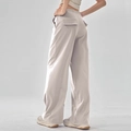 Damen Schnelltrocknende Yoga-Hose in Hellgrau mit Gesäßtaschen und elastischem Bund - M / Albumin (Hellgrau)