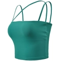 High-impact dark green sports bra with thin straps and supportive seamless design - Green