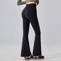 High-waisted black flare yoga pants with booty lift effect and slim fit design - S / Black