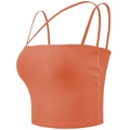 Sujetador deportivo naranja coral con tirantes finos para yoga y entrenamiento - S / Naranja