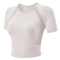 Women's tight athletic crop top with breathable mesh panels for yoga and fitness - S / White