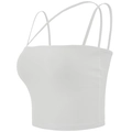 Detalle del crop top blanco sin costuras con cuatro tirantes finos y costuras firmes - S / Blanco