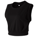 Zwarte mouwloze yoga-top met ronde hals en geplooide zoom voor hardlopen en fitness - S / Zwart