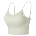 Beige sportbeha voor dames met dunne bandjes en zilveren glitterspikkels patroon - M / Broken Wit