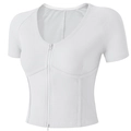 Top corto blanco acanalado con cremallera y cuello en U para yoga y fitness - S / Blanco