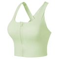 Sujetador deportivo antigolpes con cremallera frontal y espalda cruzada verde menta - S / Verde Claro