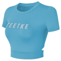 T-shirt sportiva corta azzurra con dettagli cut-out e stampa frontale TEETKE - Blu