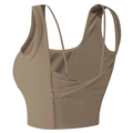 Soutien-gorge de sport marron avec dos croisé et larges bretelles pour yoga et fitness - Marron café