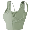 Reggiseno sportivo verde salvia con incrocio posteriore e tessuto elasticizzato - S / Verde Grigastro