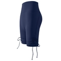Marineblaue Fitness-Yogashorts mit hoher Taille und seitlichen Kordelzug-Details für Damen - Blau