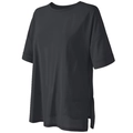 Camiseta deportiva de malla negra oversize con aberturas laterales para mujer - S / Negro