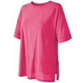 Camiseta oversize de malla rosa brillante para mujer con aberturas laterales y tejido - S / Frambuesa
