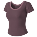 Slim fit stretchy yoga top in donkerpaars met een gelaagd ontwerp bij de halslijn - S / Druivenpaars
